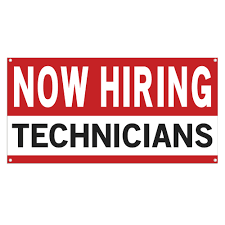 Now hiring service technicians sign image