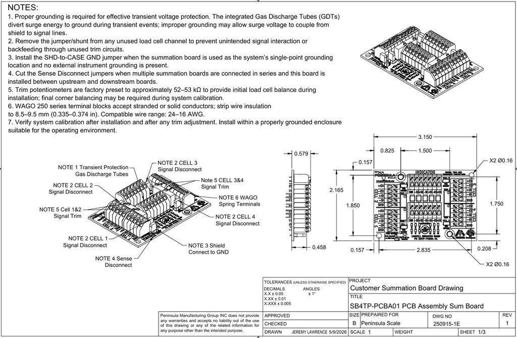 4 Channel PCB Technical Drawing