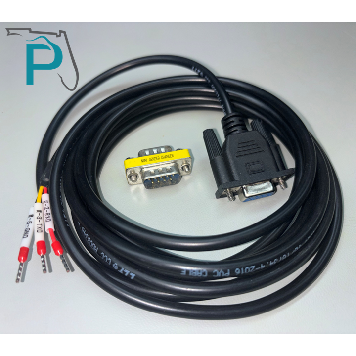 [PMG-CBL-DB9-6.5ft2m] RS-232 DB9 Serial Connector to Bare Wire for Scale Data Output With Gender Changer (6.5ft/2m)