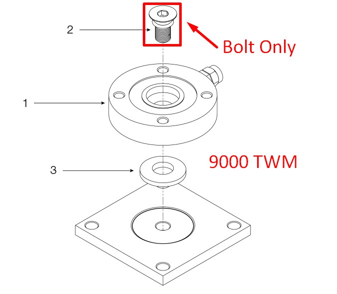 Rice Lake Center Bolt w/Oring- RL9000TWM Series - SST - 20k to 50k