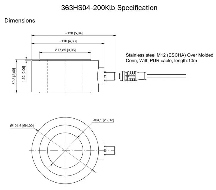 [ANY-363HS04-200Klb] Anyload Load Washer - Loadcell - 363HS04-200Klb & 10 Meter Cable (CUSTOM)